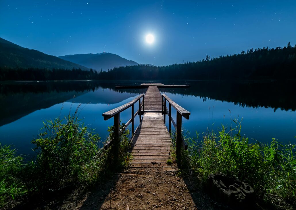 Night sky from a bridge